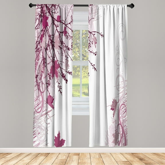 Ambesonne Curtains, Pair of 28"x95", Dark Magenta