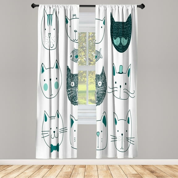 Ambesonne Curtains, Pair of 28"x95", Dark Teal