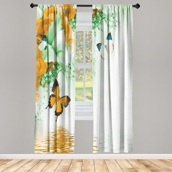 Ambesonne Curtains, Pair of 28"x95", Dark Yellow