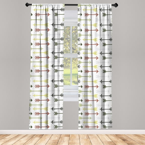 Ambesonne Curtains, Pair of 28"x95", Emerald Multicolor