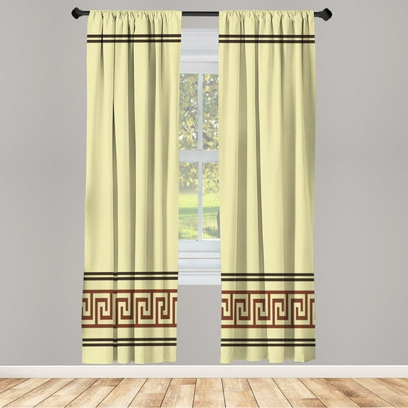 Ambesonne Curtains, Pair of 28"x95", Grey Yellow and Brown