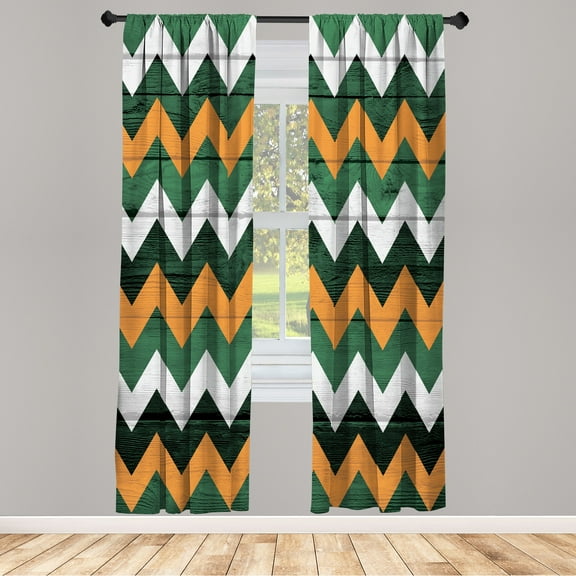 Ambesonne Curtains, Pair of 28"x95", Hunter Green
