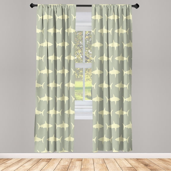 Ambesonne Curtains, Pair of 28"x95", Ivory and Grey