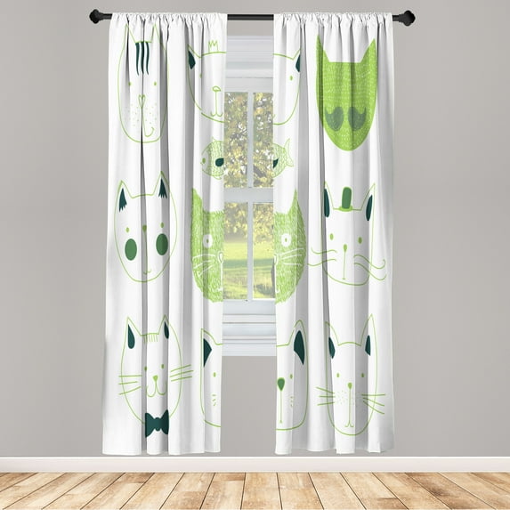Ambesonne Curtains, Pair of 28"x95", Lime Green