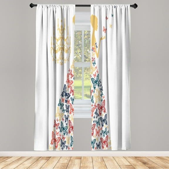 Ambesonne Curtains, Pair of 28"x95", Mustard Ruby