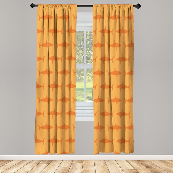 Ambesonne Curtains, Pair of 28"x95", Orange and Dark Peach