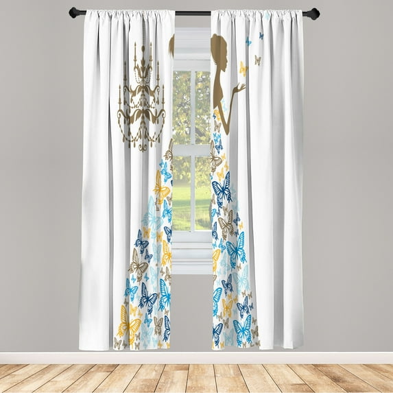 Ambesonne Curtains, Pair of 28"x95", Pale Blue