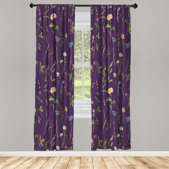 Ambesonne Curtains, Pair of 28"x95", Pale Eggplant