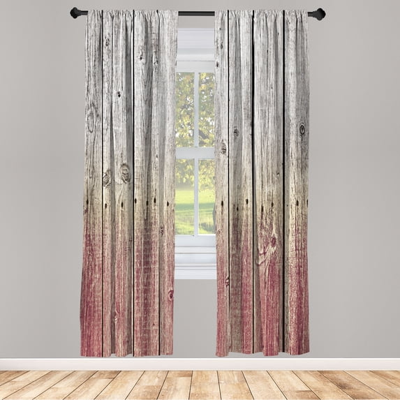 Ambesonne Curtains, Pair of 28"x95", Pale Maroon