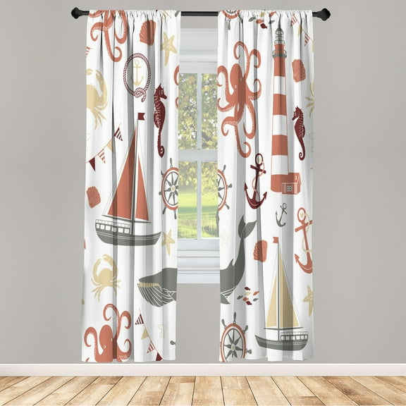Ambesonne Curtains, Pair of 28"x95", Pale Rust and Dimgray