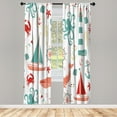 thumbnail image 1 of Ambesonne Curtains, Pair of 28"x95", Pale Teal Red and Coral, 1 of 2