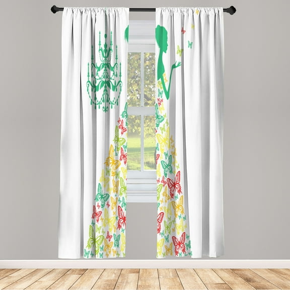 Ambesonne Curtains, Pair of 28"x95", Pale Yellow