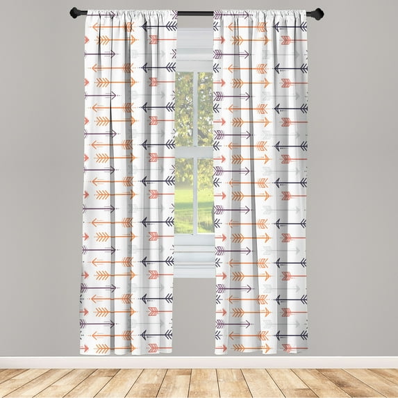 Ambesonne Curtains, Pair of 28"x95", Peach Coral and Purple