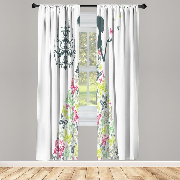 Ambesonne Curtains, Pair of 28"x95", Pistachio Green