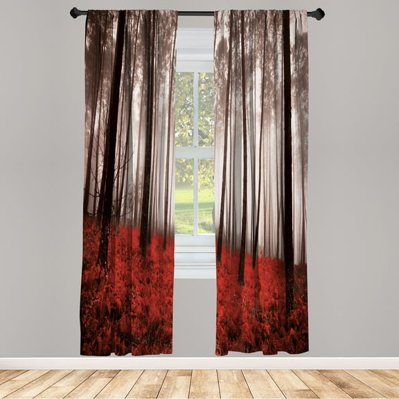 Ambesonne Curtains, Pair of 28"x95", Ruby Black