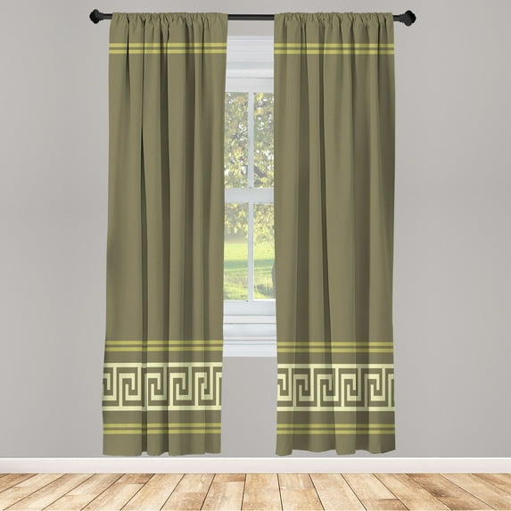 Ambesonne Curtains, Pair of 28"x95", Slate Brown and Khaki
