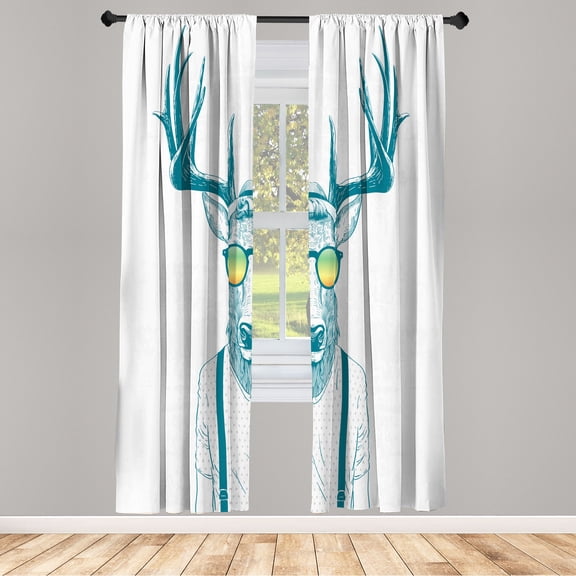 Ambesonne Curtains, Pair of 28"x95", Turquoise White