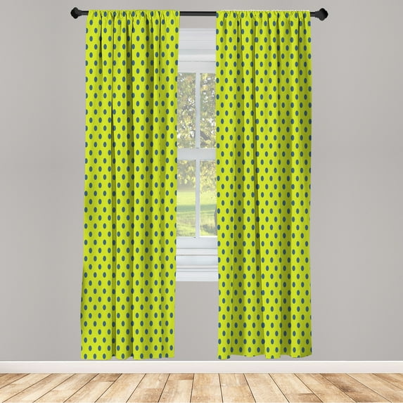 Ambesonne Curtains, Pair of 28"x95", Yellow Green