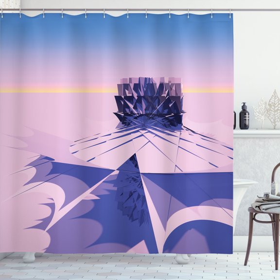 Ambesonne Cyber Shower Curtain, Whimsical Abstract Artwork, 69"Wx70"L, Azure Blue Pink Quartz