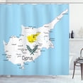 thumbnail image 1 of Ambesonne Cyprus Shower Curtain, Country Map with Flag Art, 69"Wx70"L, Pale Sky Blue and White, 1 of 3