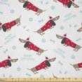 thumbnail image 1 of Ambesonne Dachshund Fabric by the Yard Microfiber, Merry Christmas and Dog, 5 Yards, Warm Taupe Dark Pink, 1 of 2