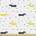 thumbnail image 1 of Ambesonne Dachshund Fabric by the Yard Upholstery, Bicolour Dogs and Hearts, 2 Yards, Black Mustard and White, 1 of 5