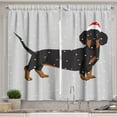 thumbnail image 1 of Ambesonne Dachshund Kitchen Curtains, Dog Wears Xmas Hat Snow, 55"x39", Grey Dark Grey, 1 of 3