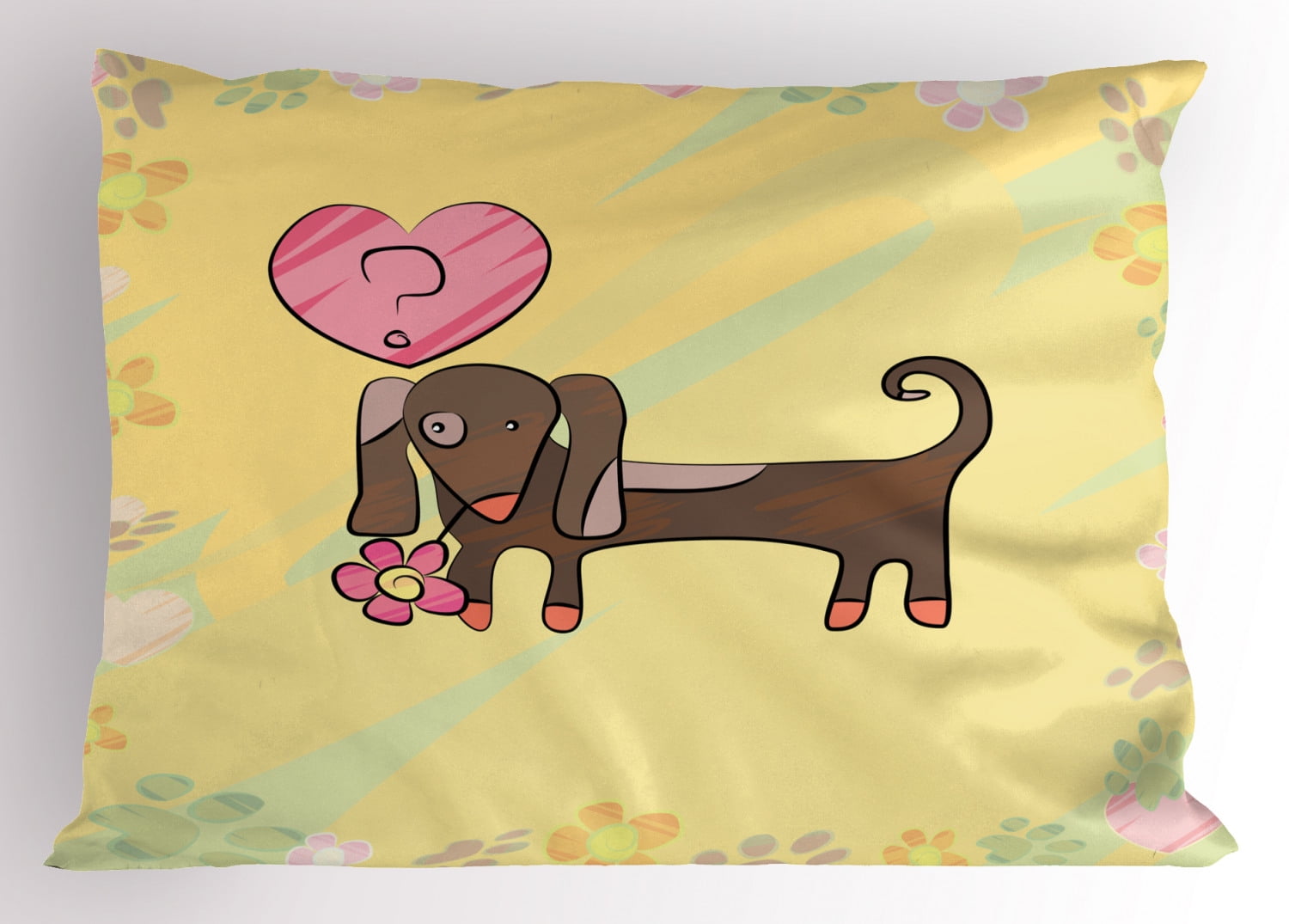 Colorful Dachshund Kids Polyester Pillow Sham