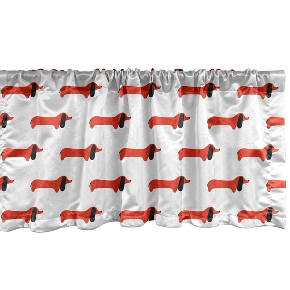 Ambesonne Dachshund Window Valance, Bicolour Abstract Dogs, 54" X 18", Vermilion Charcoal Grey