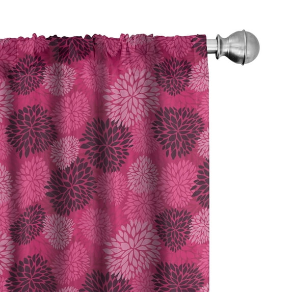 Ambesonne Dahlia Window Curtains, Blooming Season Bouquets, Each 28" W x 95" L, Hot Pink and Dark Purple