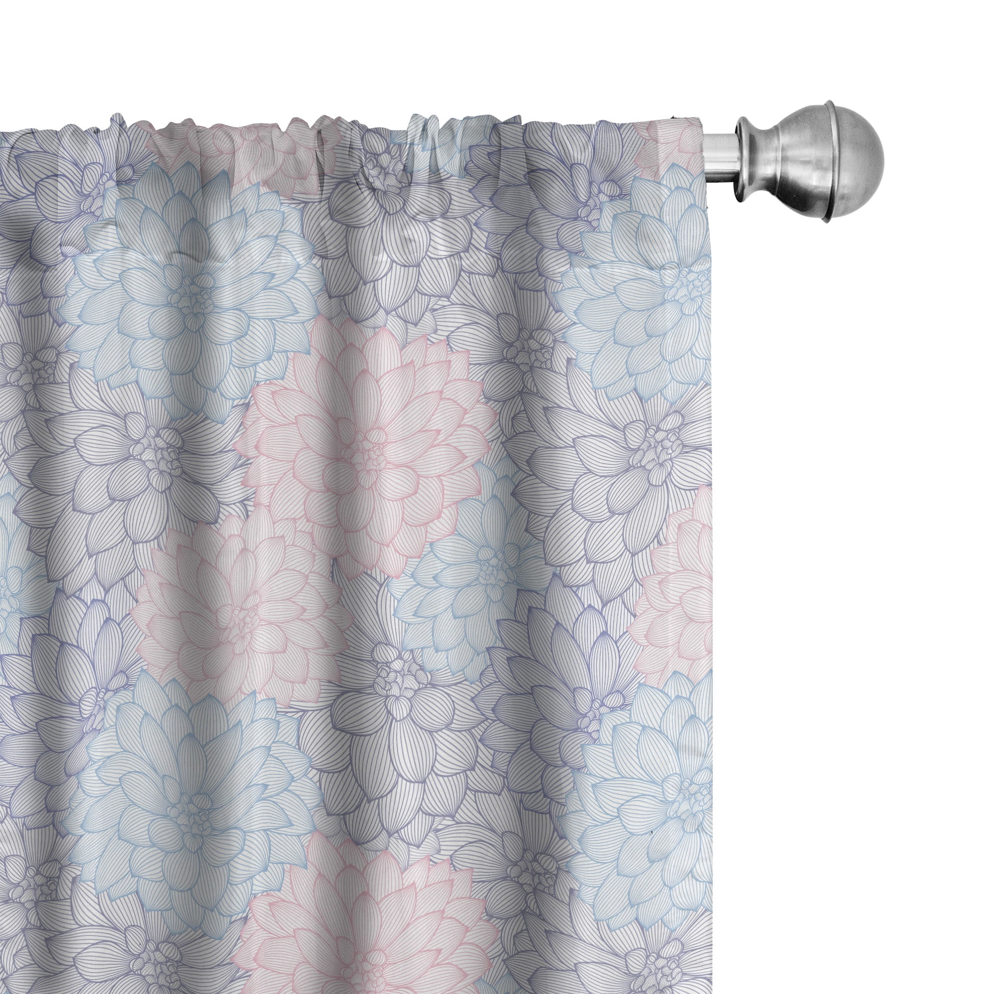Blue Floral Room-Darkening Polyester Window Panel Pair