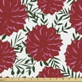 thumbnail image 1 of Ambesonne Dahlia Fabric by the Yard Upholstery, Meadow Blooms Rural Style, 5 Yards, Ruby Dark Green White, 1 of 5