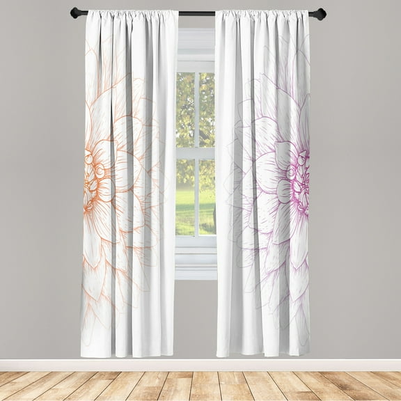 Ambesonne Dahlia Flower Curtains, Simple Sunflower Art, Pair of 28"x63", Purple Marigold