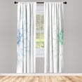 thumbnail image 1 of Ambesonne Dahlia Flower Curtains, Simple Sunflower Art, Pair of 28"x84", Blue Green, 1 of 2