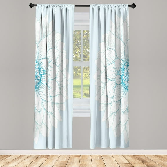 Ambesonne Dahlia Flower Curtains, Simple Sunflower Art, Pair of 28"x84", Pale Blue