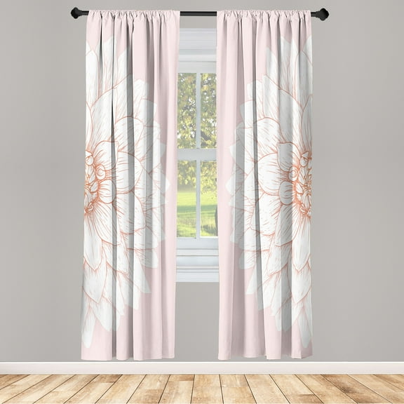 Ambesonne Dahlia Flower Curtains, Simple Sunflower Art, Pair of 28"x84", Pale Pink