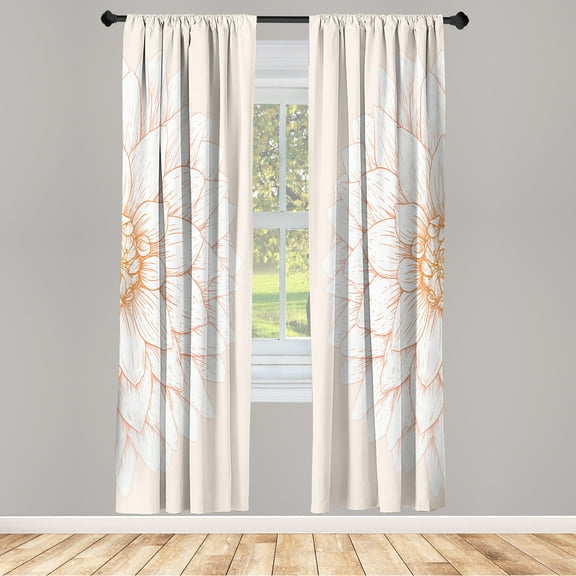 Ambesonne Dahlia Flower Curtains, Simple Sunflower Art, Pair of 28"x95", Apricot Blush