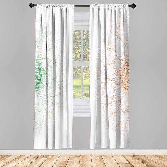 Ambesonne Dahlia Flower Curtains, Simple Sunflower Art, Pair of 28"x95", Persian Orange