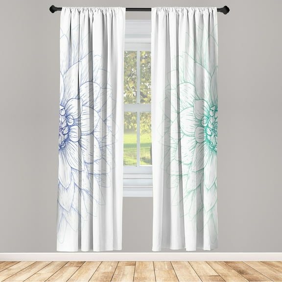 Ambesonne Dahlia Flower Curtains, Sunflower Like Petals, Pair of 28"x63", Dark Lavender