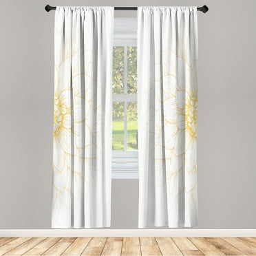 Ambesonne Dahlia Flower Curtains, Sunflower Like Petals, Pair of 28"x63", Earth Yellow