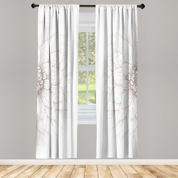 Ambesonne Dahlia Flower Curtains, Sunflower Like Petals, Pair of 28"x63", Pale Chocolate