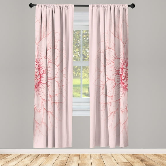Ambesonne Dahlia Flower Curtains, Sunflower Like Petals, Pair of 28"x63", Pale Pink