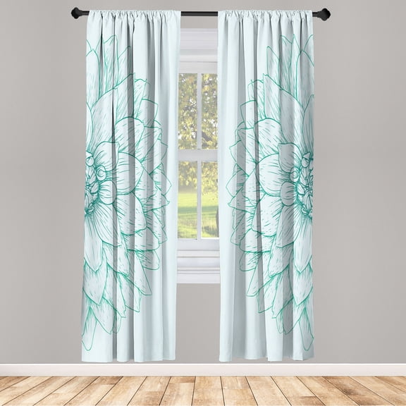 Ambesonne Dahlia Flower Curtains, Sunflower Like Petals, Pair of 28"x84", Pale Blue