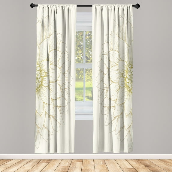 Ambesonne Dahlia Flower Curtains, Sunflower Like Petals, Pair of 28"x84", Pale Earth