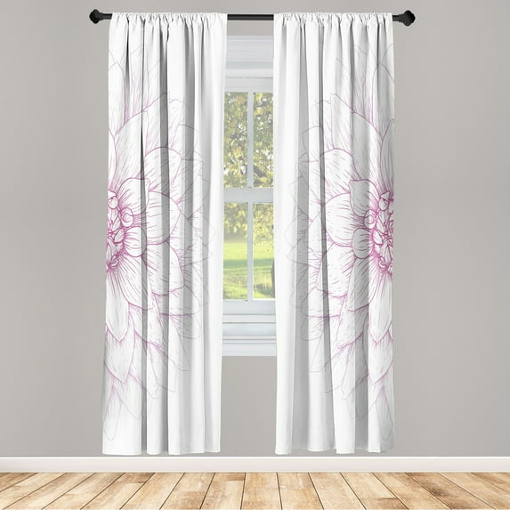 Ambesonne Dahlia Flower Curtains, Sunflower Like Petals, Pair of 28"x84", Pale Fuchsia