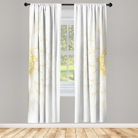 Ambesonne Dahlia Flower Curtains, Sunflower Like Petals, Pair of 28"x95", Earth Yellow