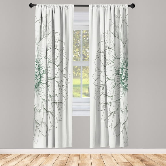 Ambesonne Dahlia Flower Curtains, Sunflower Like Petals, Pair of 28"x95", Forest Green