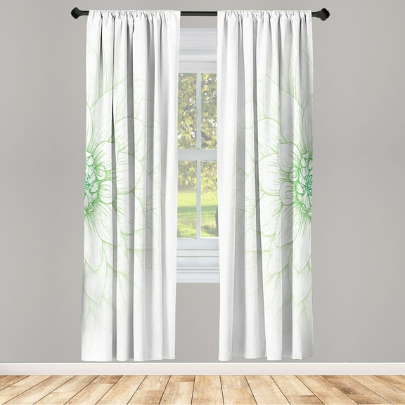 Ambesonne Dahlia Flower Curtains, Sunflower Like Petals, Pair of 28"x95", Lime Green