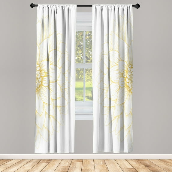 Ambesonne Dahlia Flower Curtains, Sunflower Like Petals, Pair of 28"x95", Pale Orange