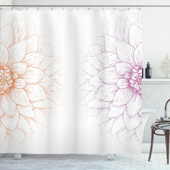 Ambesonne Dahlia Flower Shower Curtain, Simple Sunflower Art, 69"Wx75"L, Purple Marigold